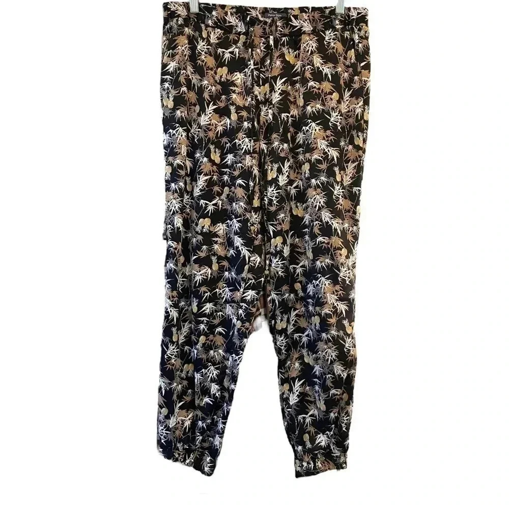 Peter Som Silky Pineapple Print Jogger Pants - Picture 3 of 6